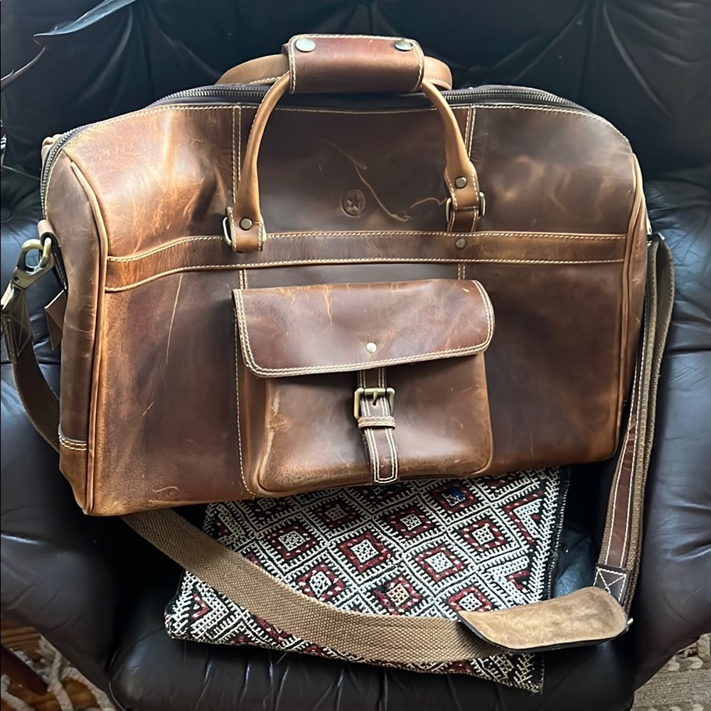 Brown Leather Men's Weekender Bag